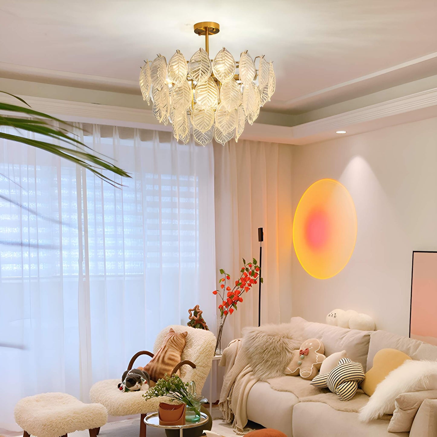 Leaf-Shape French-style Luxurious Crystal Chandelier - Modern  Living Room