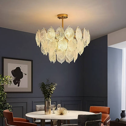 Leaf-Shape French-style Luxurious Crystal Chandelier - Modern  Living Room