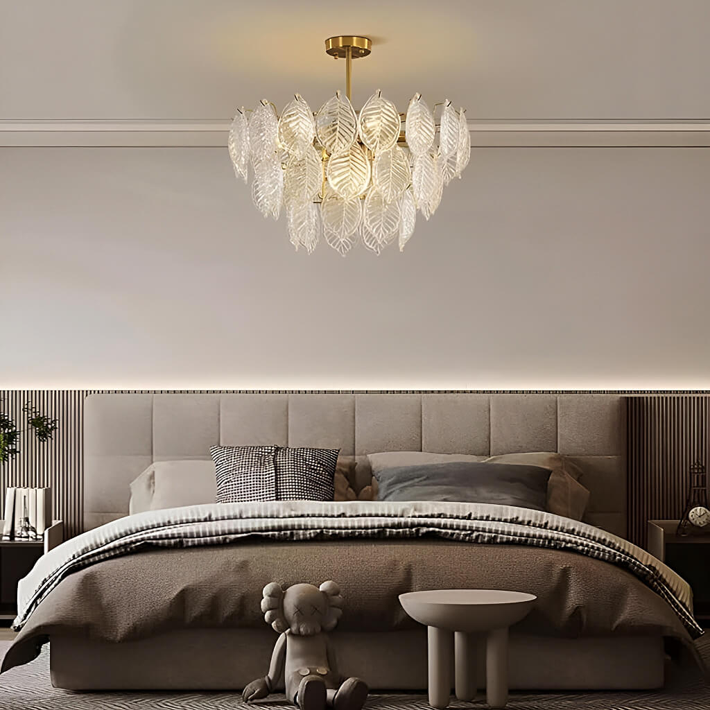 Leaf-Shape French-style Luxurious Crystal Chandelier - Modern  Living Room