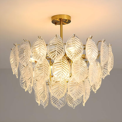 Leaf-Shape French-style Luxurious Crystal Chandelier - Modern  Living Room