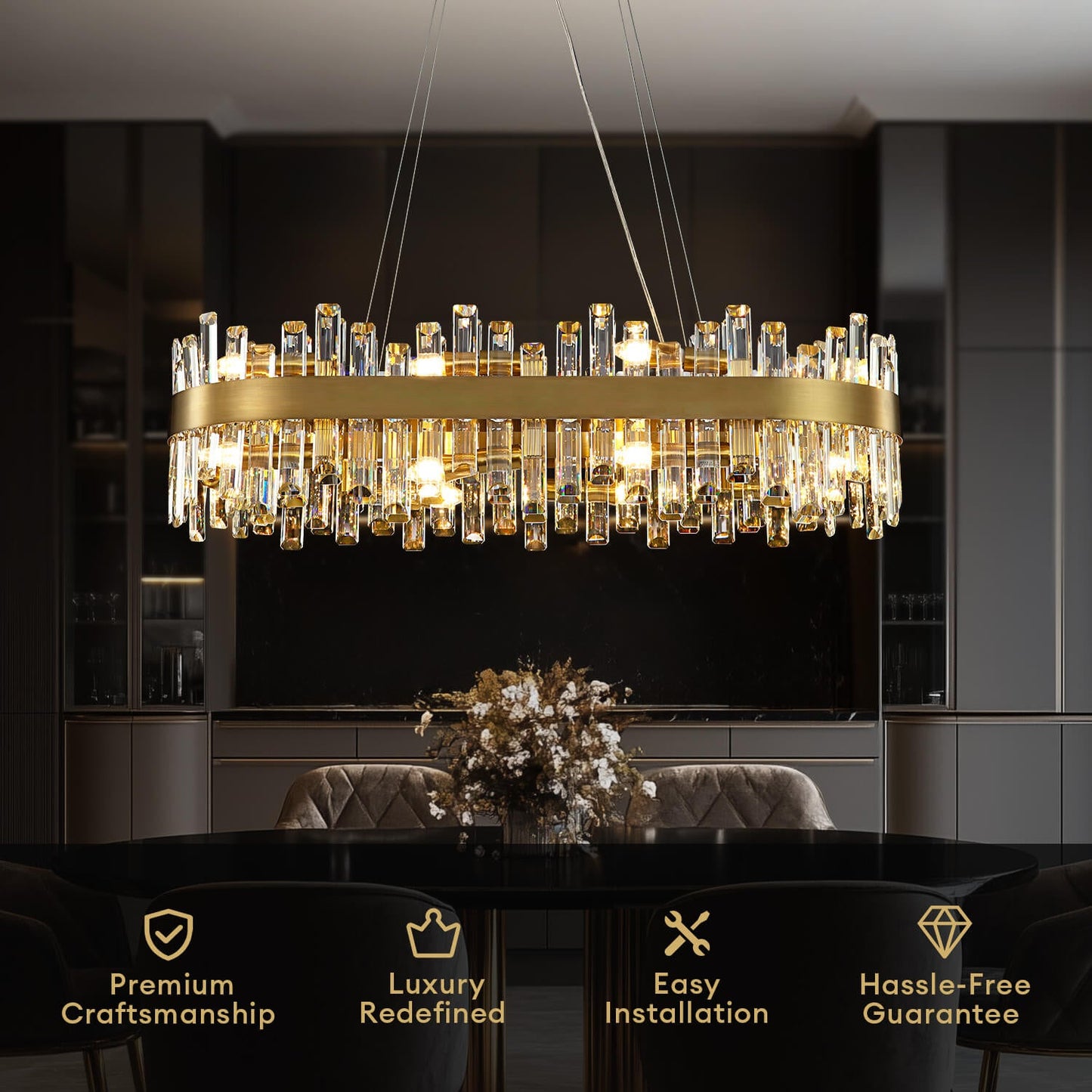 Luxora Elegance Gold Crystal Chandelier