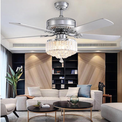 Luxury 5 - Blade Crystal Ceiling Fan with Remote Control