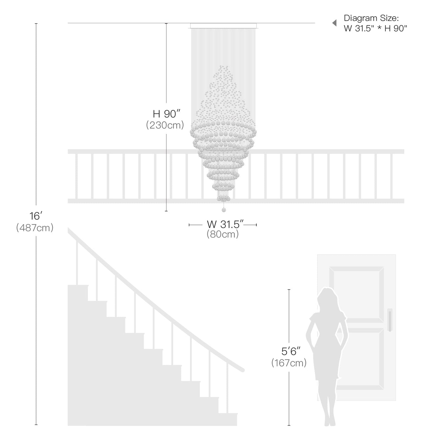 Luxury Modern Round Crystal Chandelier - Staircase Lighting Fixture