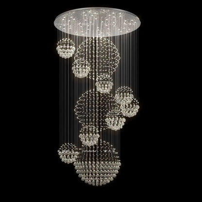 Luxury Solar System Spiral Raindrop Chandelier For Foyer and Entryway