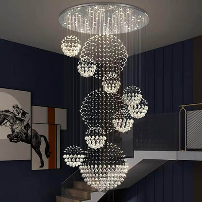 Luxury Solar System Spiral Raindrop Chandelier For Foyer and Entryway