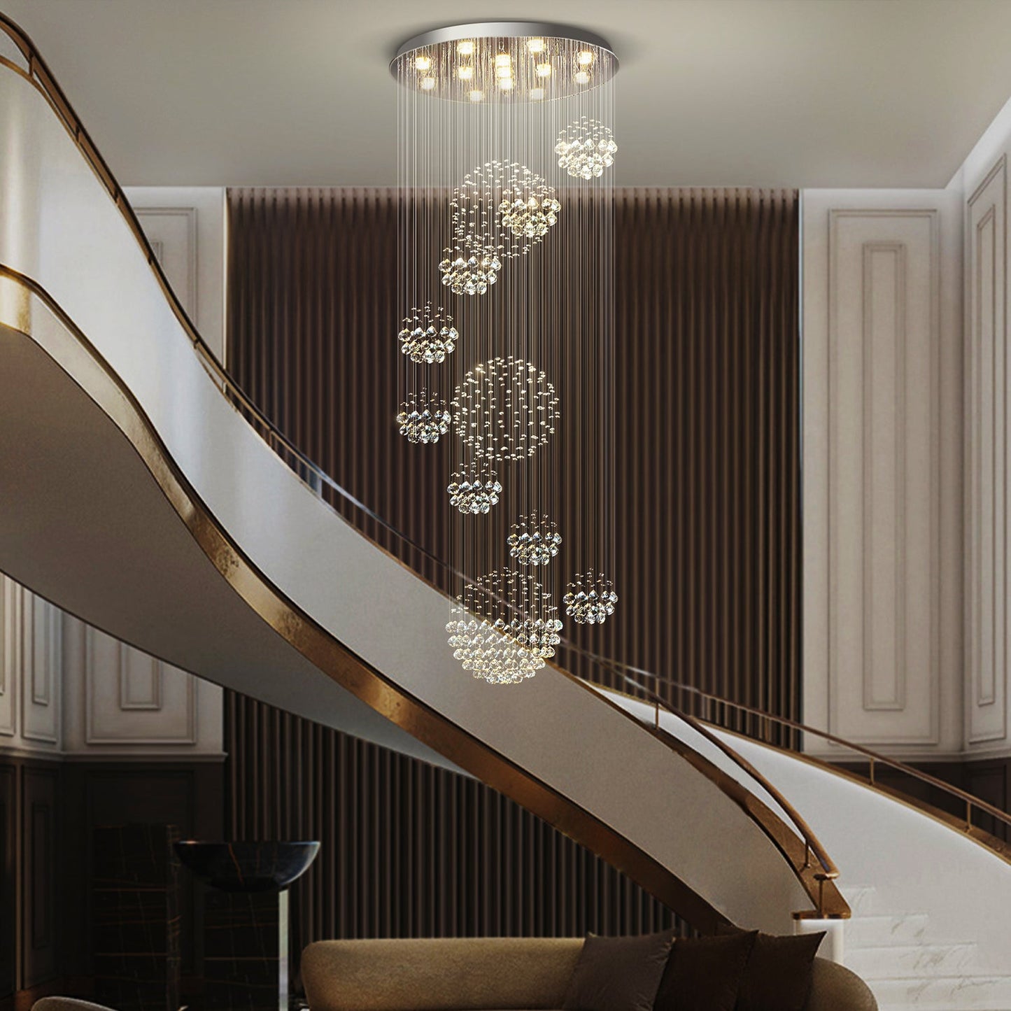 Luxury Solar System Spiral Raindrop Chandelier For Foyer and Entryway