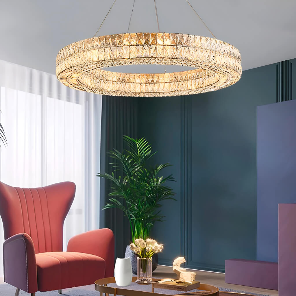 Luxury Style One Ring Crystal Chandelier - Living room