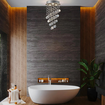 Mini Modern Spiral Rain Drop Crystal Bathroom Chandelier