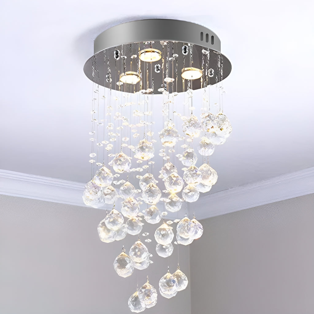 Mini Modern Spiral Rain Drop Crystal Bathroom Chandelier