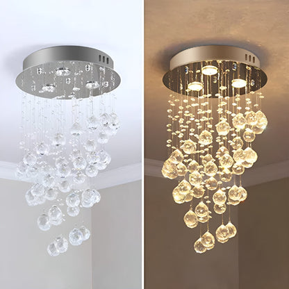 Mini Modern Spiral Rain Drop Crystal Bathroom Chandelier