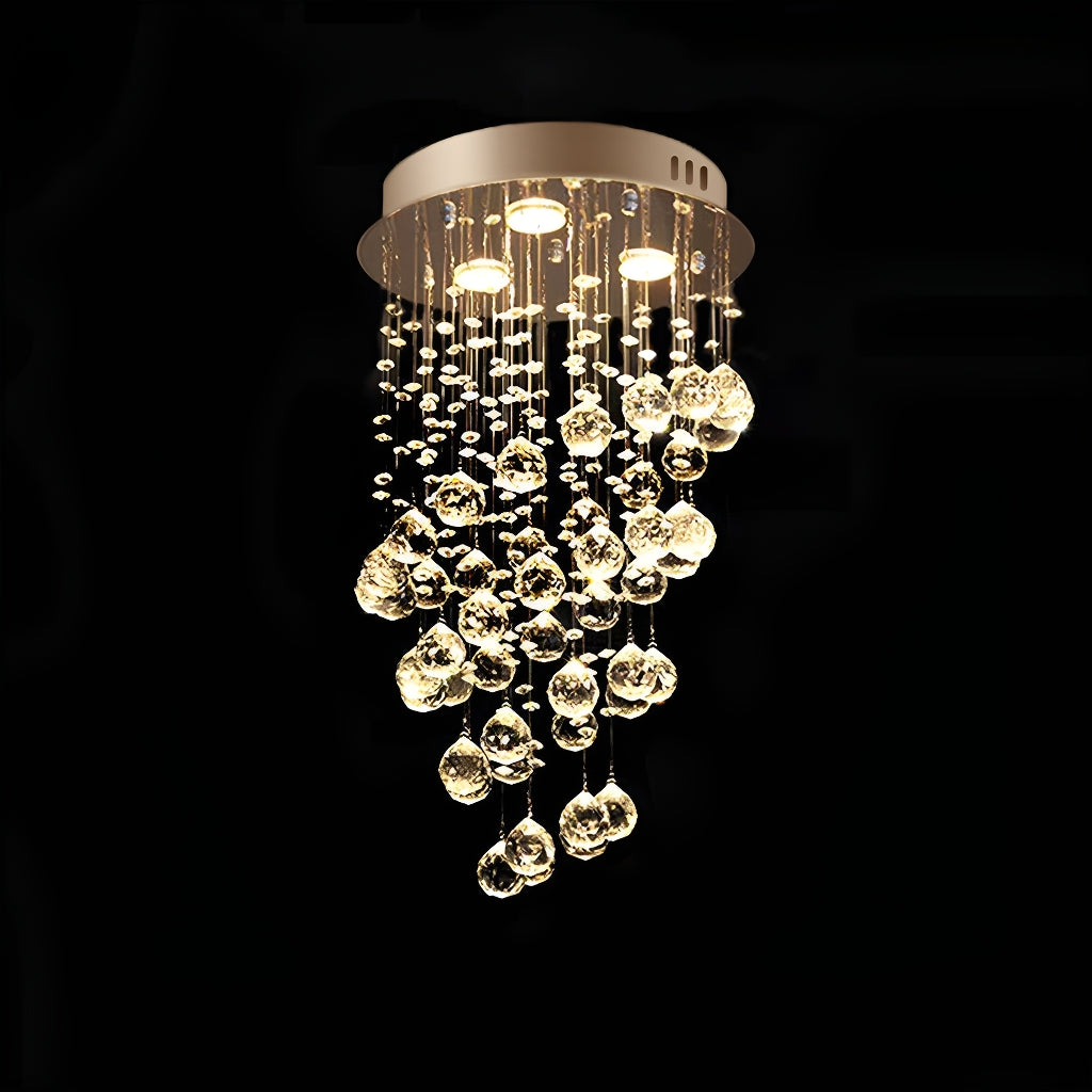 Mini Modern Spiral Rain Drop Crystal Bathroom Chandelier