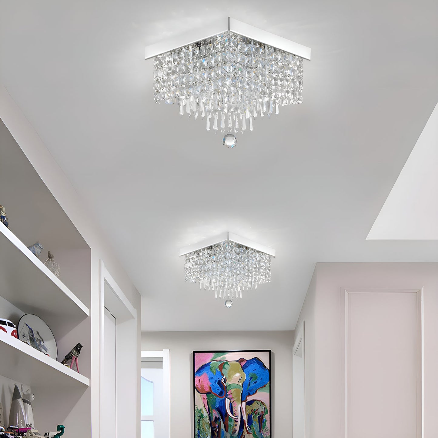 Modern Hallway Crystal Flush Mount Ceiling Light