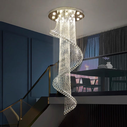 Modern Art Design Crystal Spiral Raindrop Chandelier