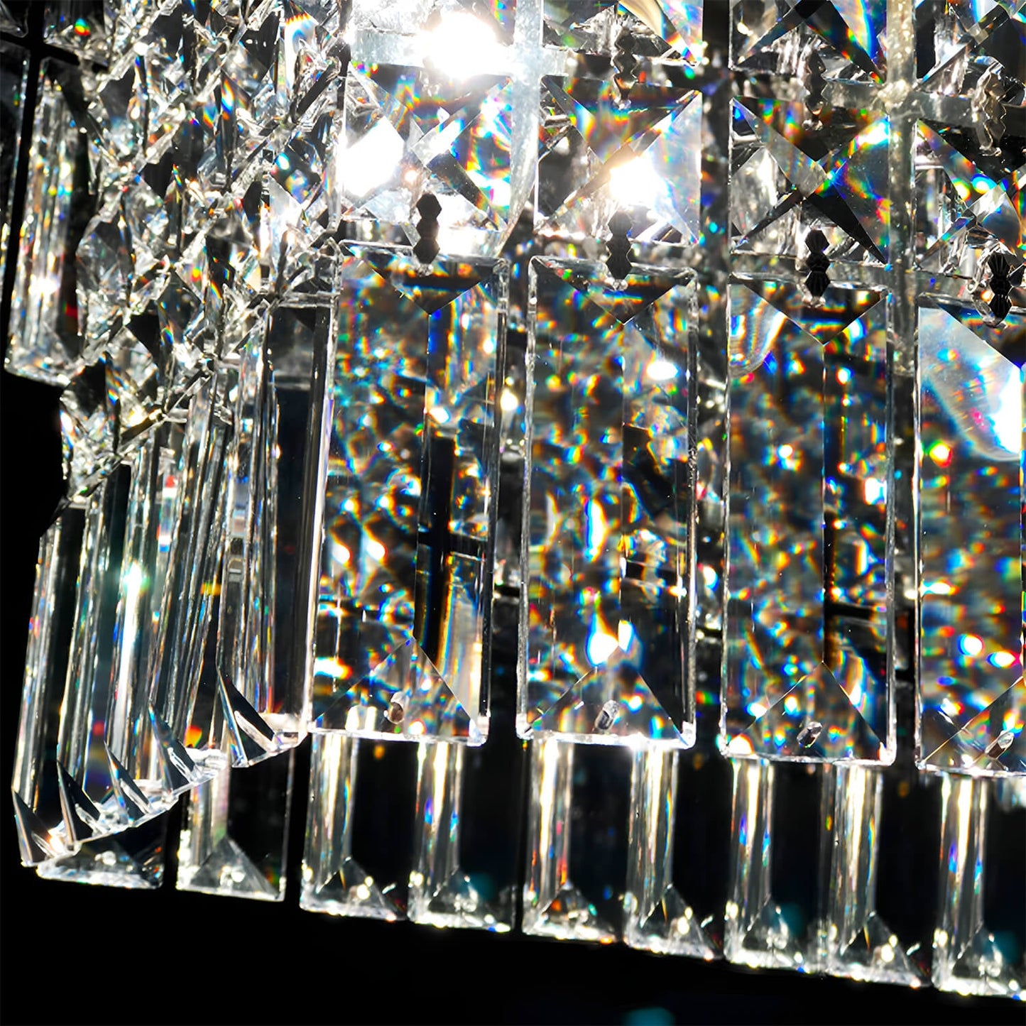 Modern Crystal Rectangle Raindrop Linear Chandeliers for Dining Room