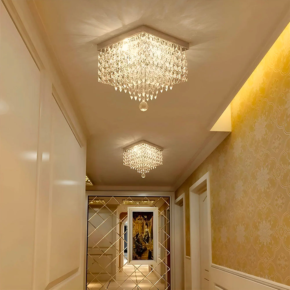 Modern Hallway Crystal Flush Mount Ceiling Light