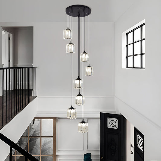 Modern Spiral Staircase Lamp with Multiple Lights