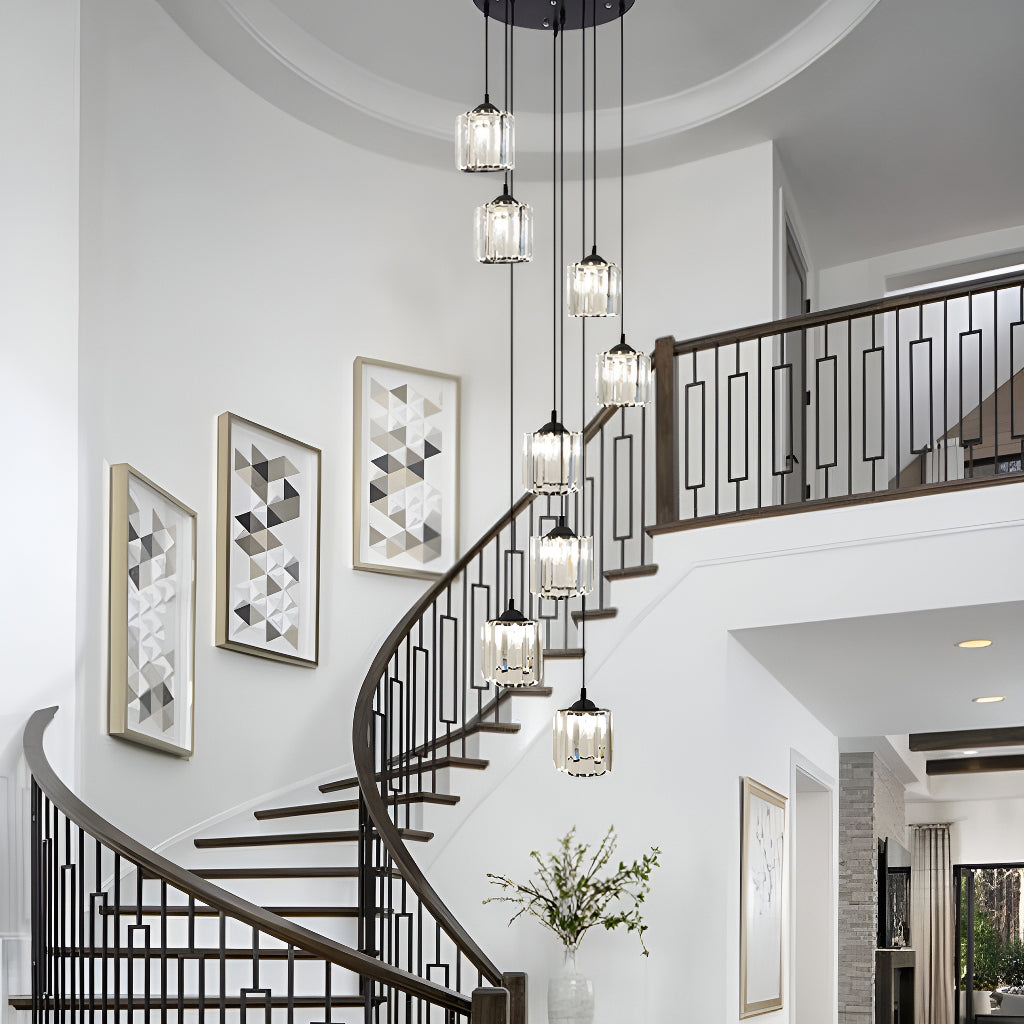 Modern Spiral Staircase Lamp with Multiple Lights