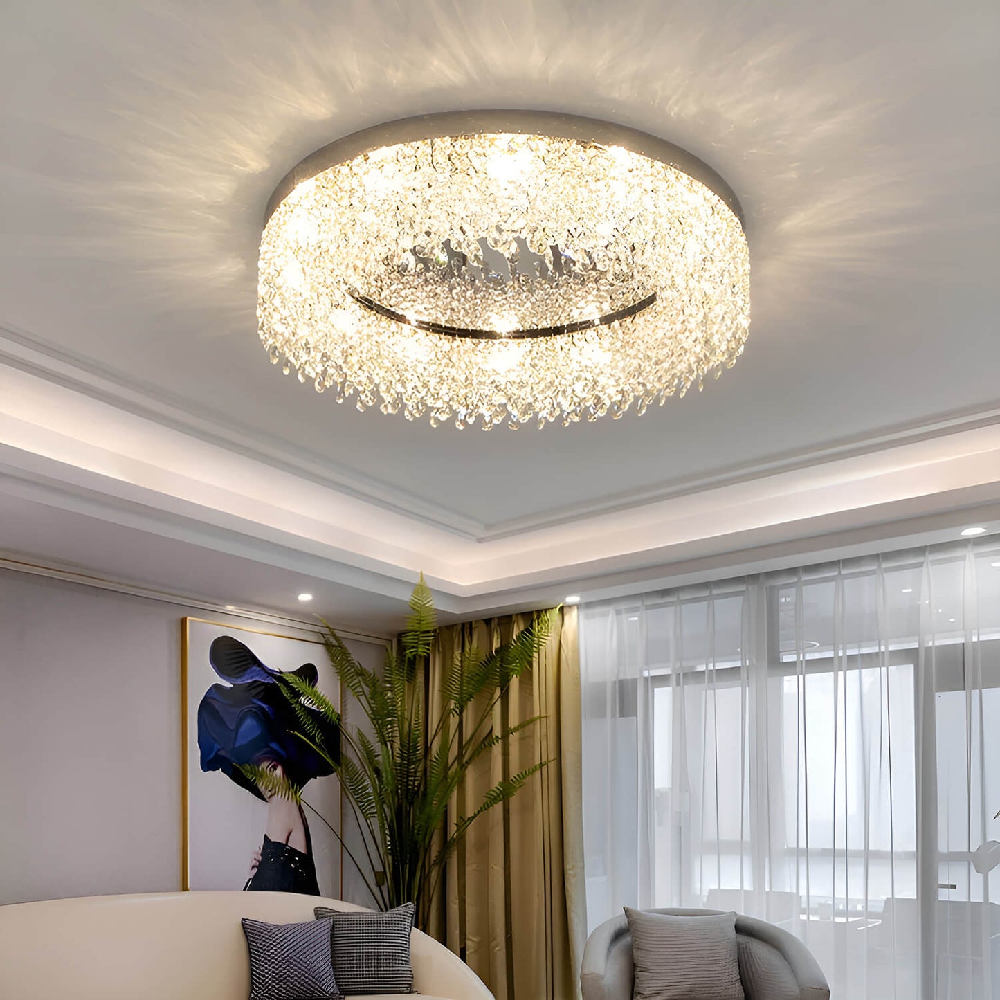 Modern  Crystal Flush Mount Ceiling Light