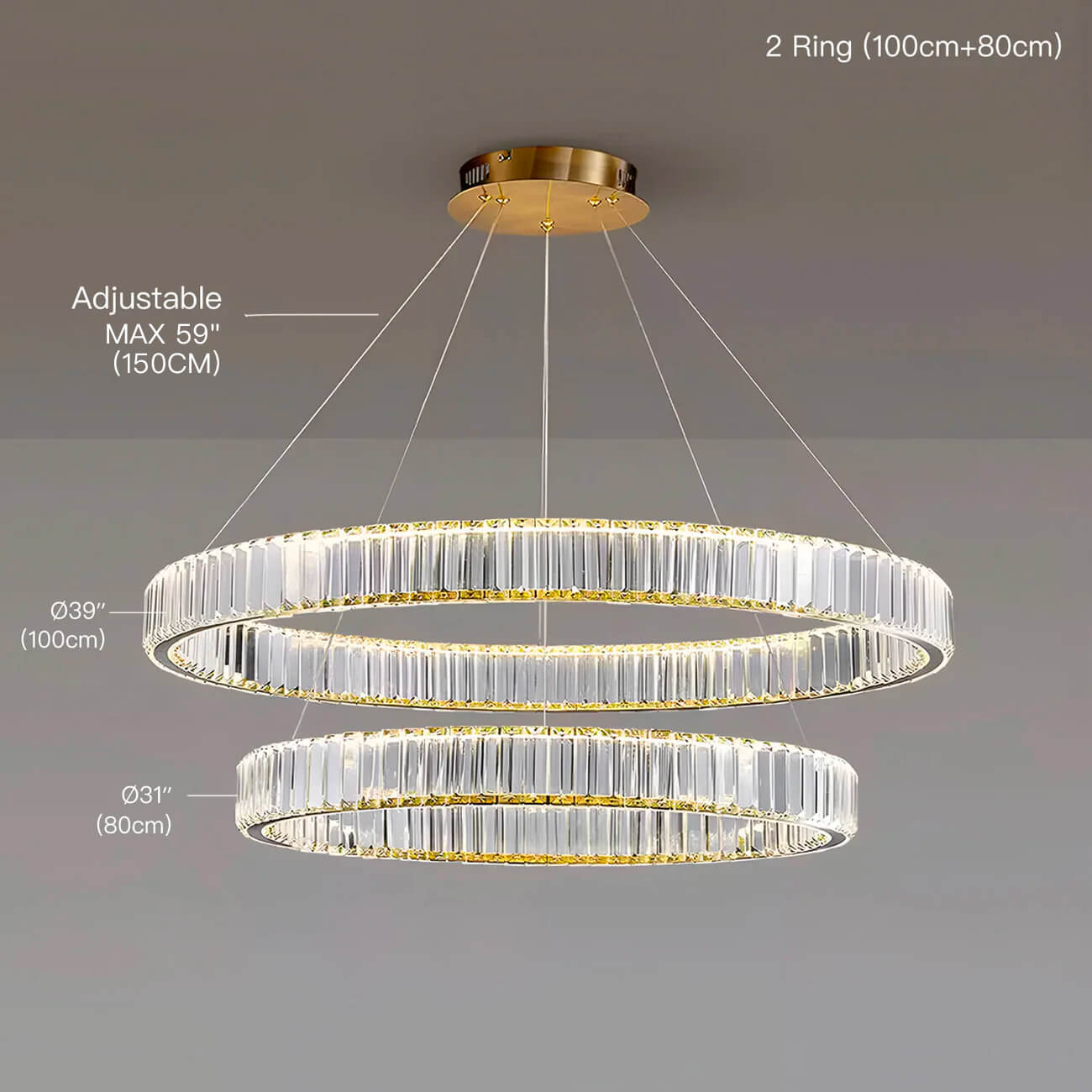 Modern Luxury Crystal Chandelier Elegant Circular Duplex Living Room and Dining Room Lighting