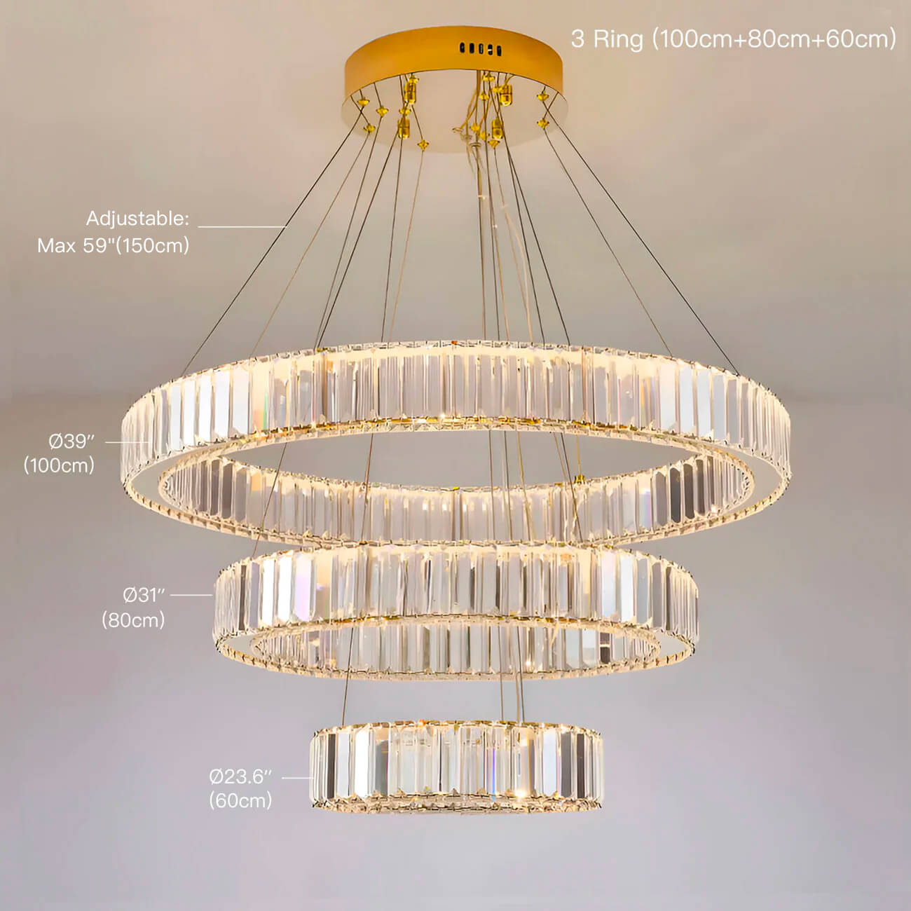 Modern Luxury Crystal Chandelier Elegant Circular Duplex Living Room and Dining Room Lighting