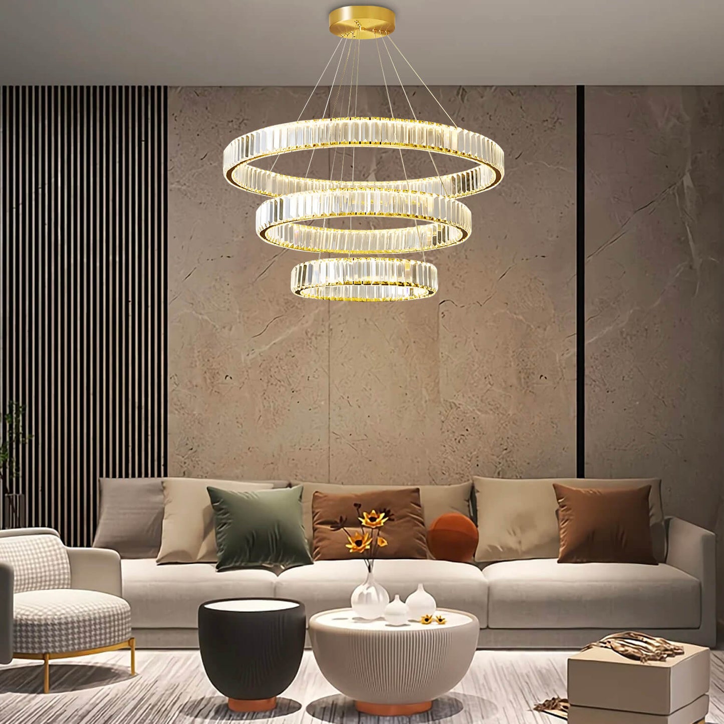 Modern Luxury Crystal Chandelier Elegant Circular Duplex Living Room and Dining Room Lighting