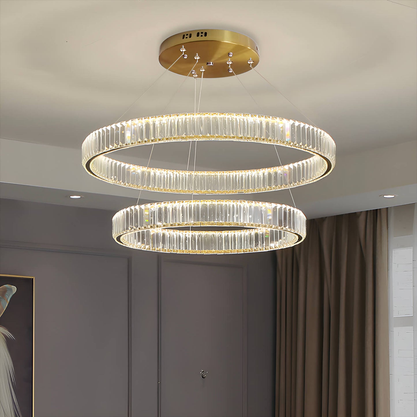 Modern Luxury Crystal Chandelier Elegant Circular Duplex Living Room and Dining Room Lighting