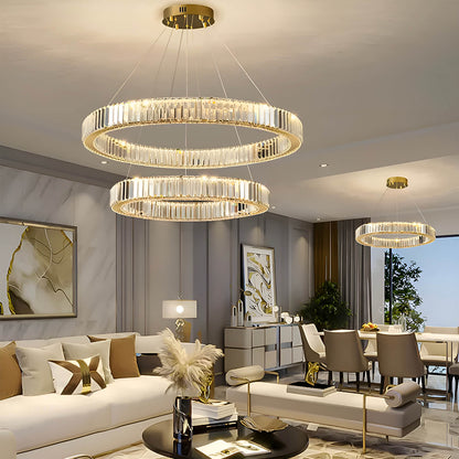 Modern Luxury Crystal Chandelier Elegant Circular Duplex Living Room and Dining Room Lighting