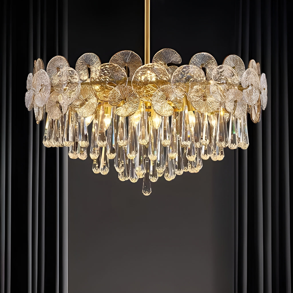 Modern Luxury Gold Glass Chandelier for Living Room