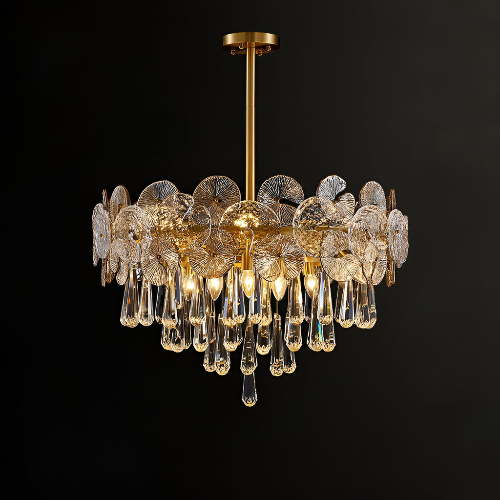 Modern Luxury Gold Glass Chandelier for Living Room