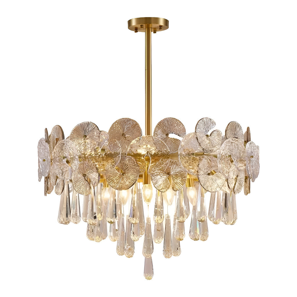 Modern Luxury Gold Glass Chandelier for Living Room