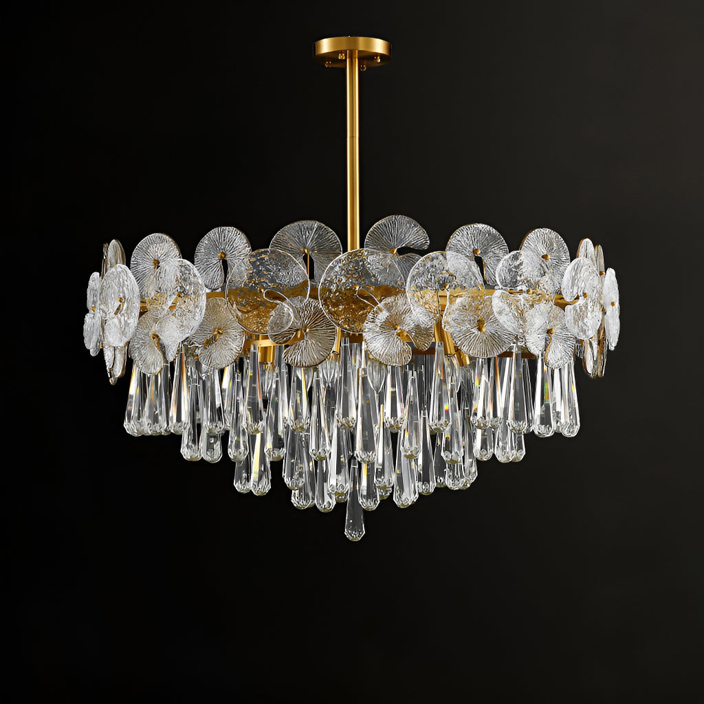 Modern Luxury Gold Glass Chandelier for Living Room