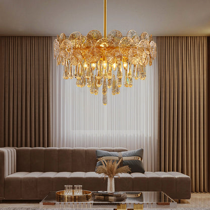 Modern Luxury Gold Glass Chandelier for Living Room