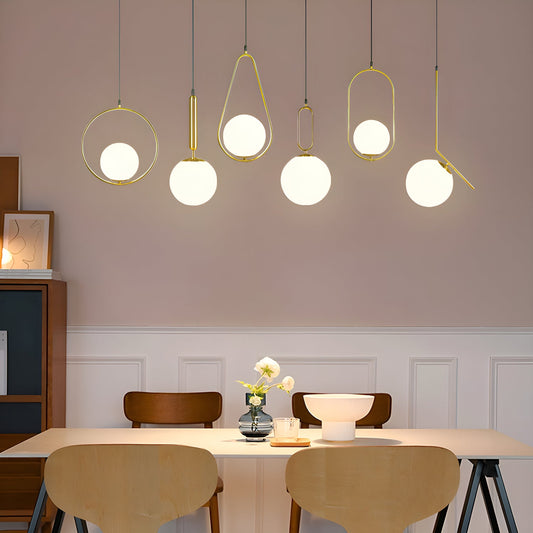 Glass Pendant Round Light in Modern Minimalist Style