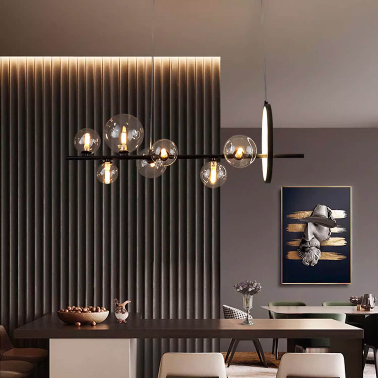 Modern Nordic Dining Room Chandelier: Trendy Glass Bubble Lighting