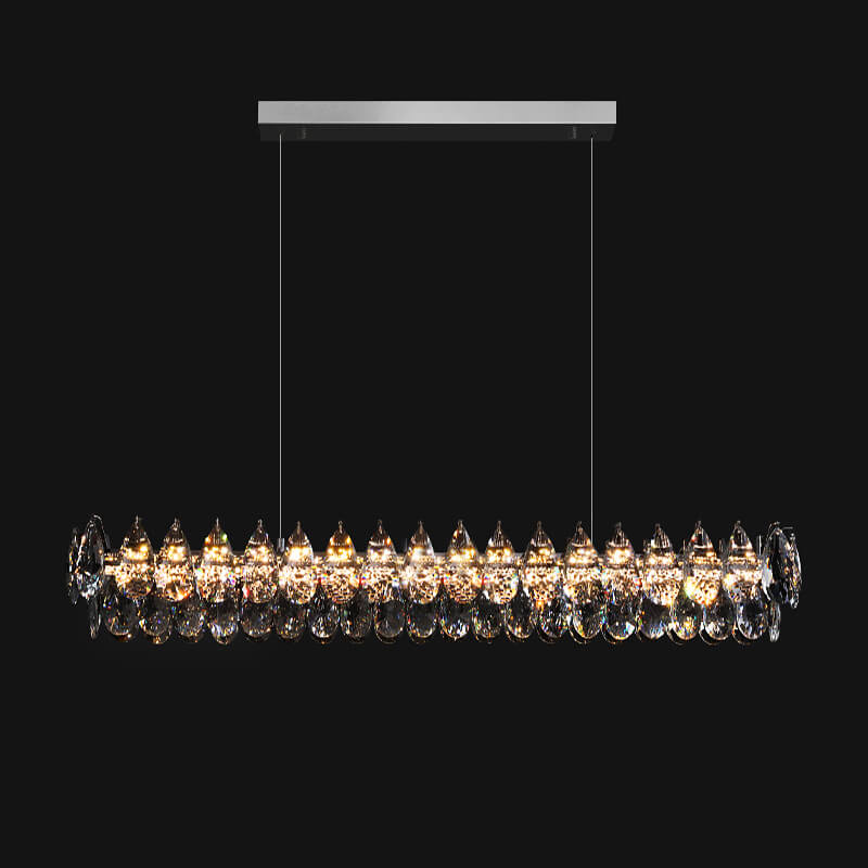 Modern Raindrops Crystal Rectangle Chandelier Living Room