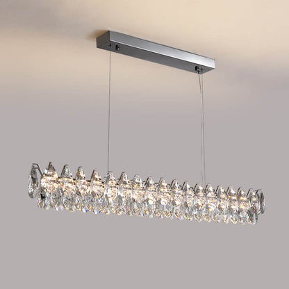 Modern Raindrops Crystal Rectangle Chandelier Living Room