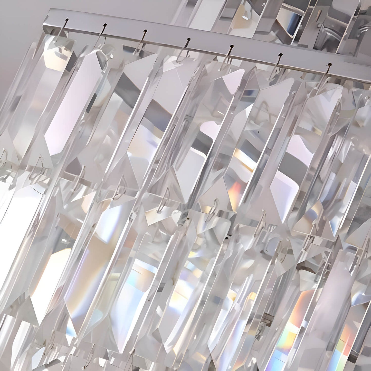 Modern Rectangular Crystal Chandelier - Rod-Type Pendant Light