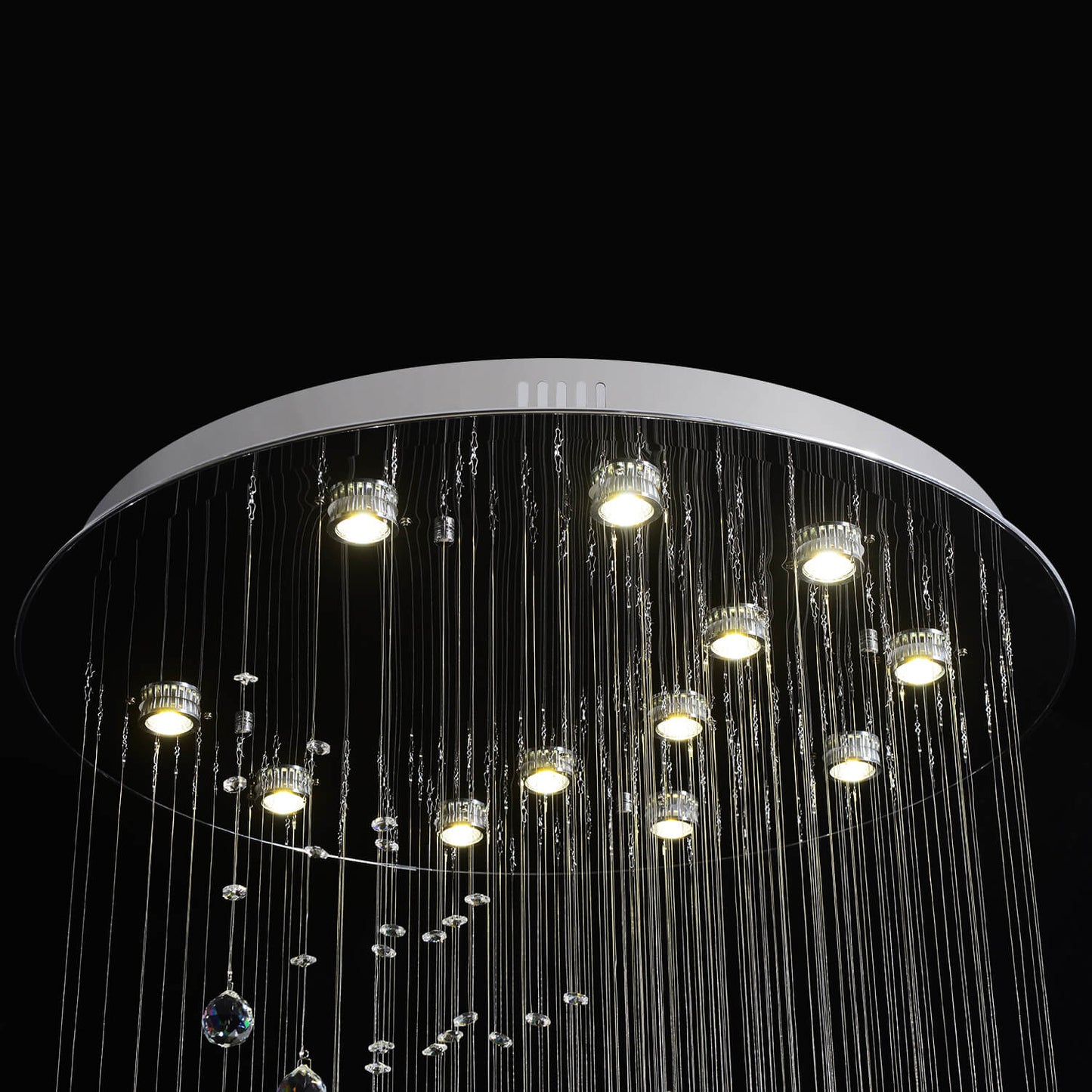 Moon Shaped Spiral Wave Raindrop Crystal Chandelier