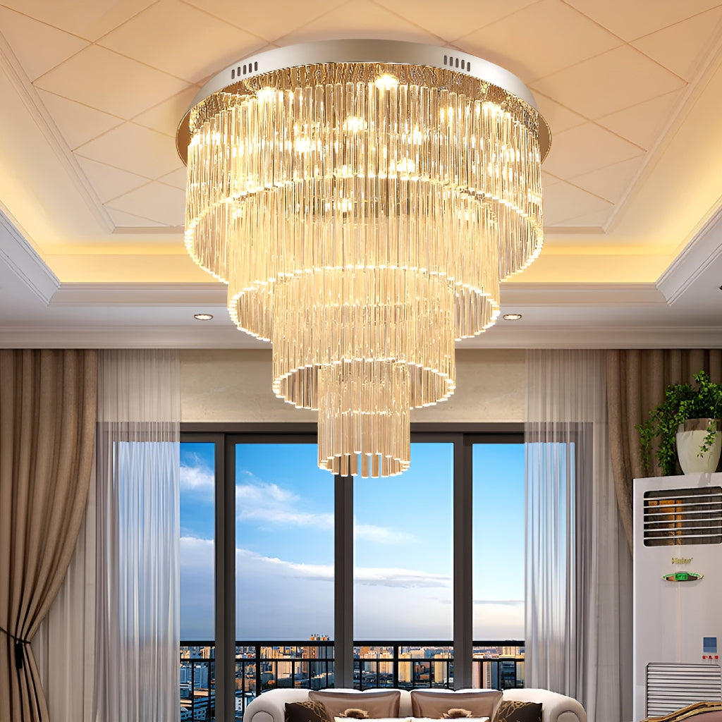 Multi Layers Round Raindrop Chandelier - Ceiling Light