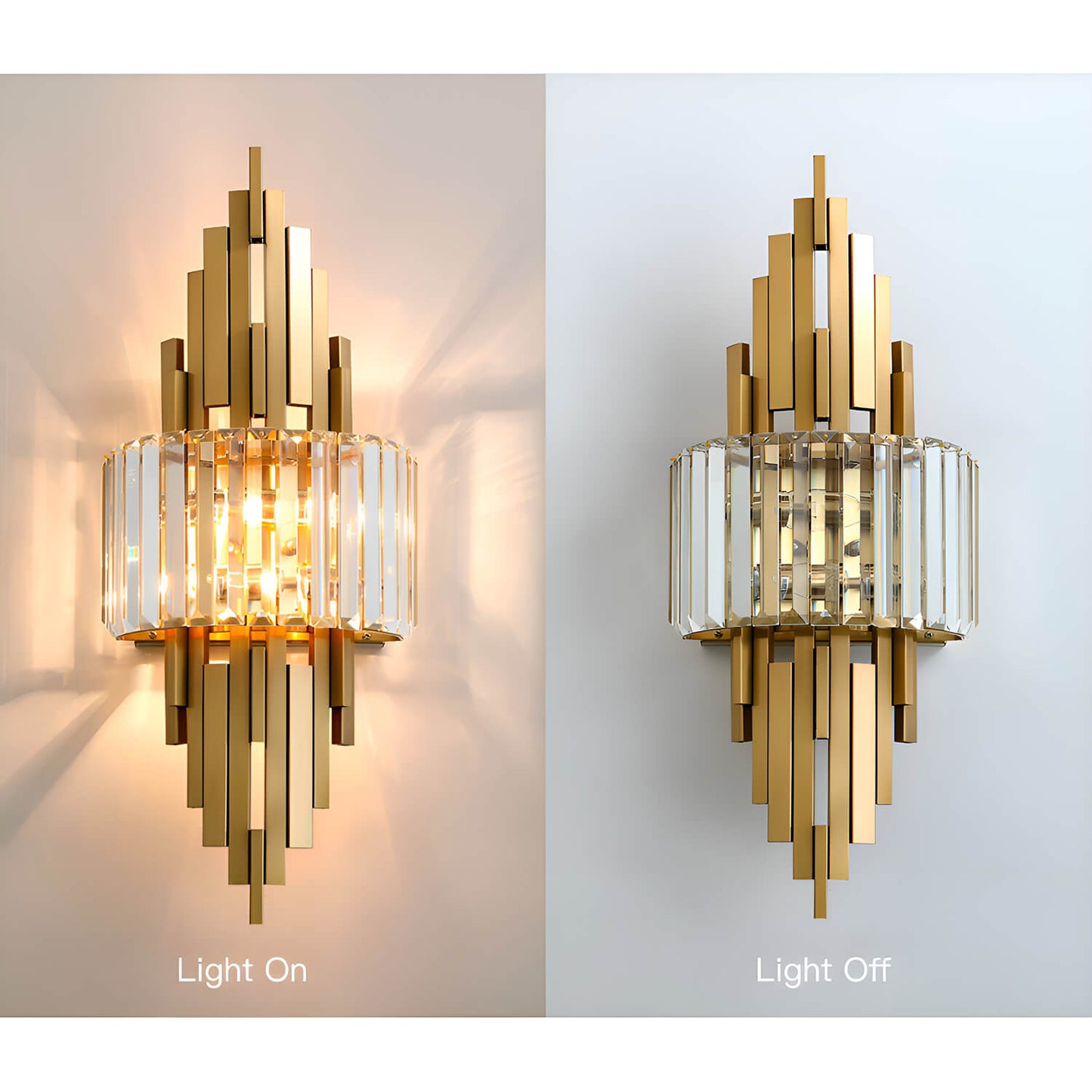 Modern Elegant Art Gold Crystal Wall Sconce Lamp