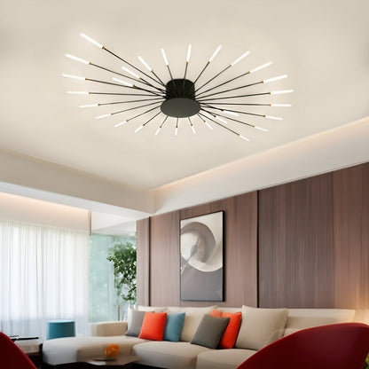 Modern LED Flush Mount Firework Ceiling Light with Metal Acrylic Sputnik Shape