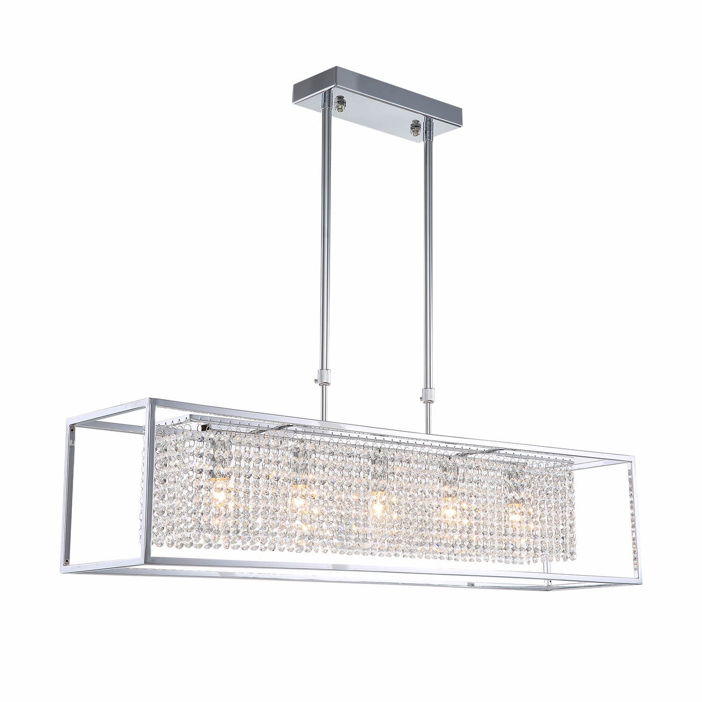 Modern Rectangular Chrome Frame Pendant Light