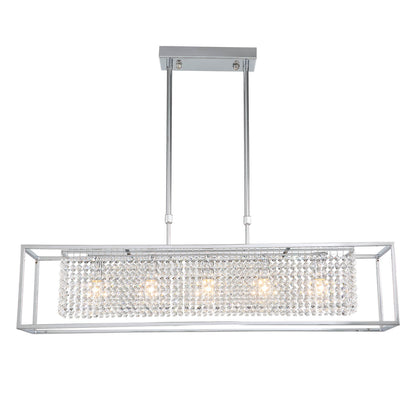 Modern Rectangular Chrome Frame Pendant Light