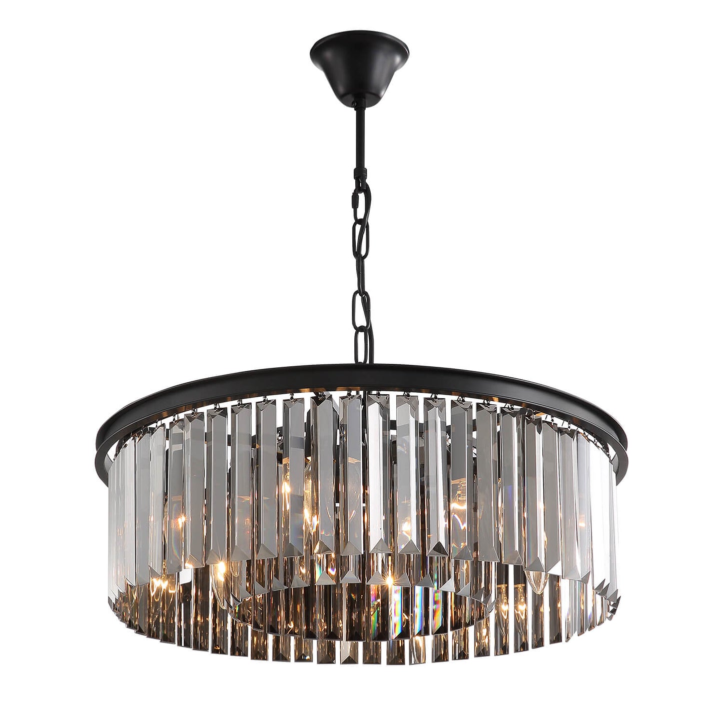 Black Crystal Chandelier - Round Design Pendant Light