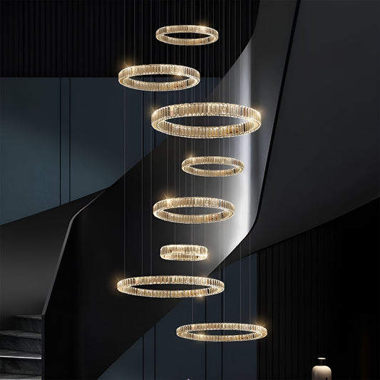 Oversized 8-Tiered Rings Crystal Chandelier