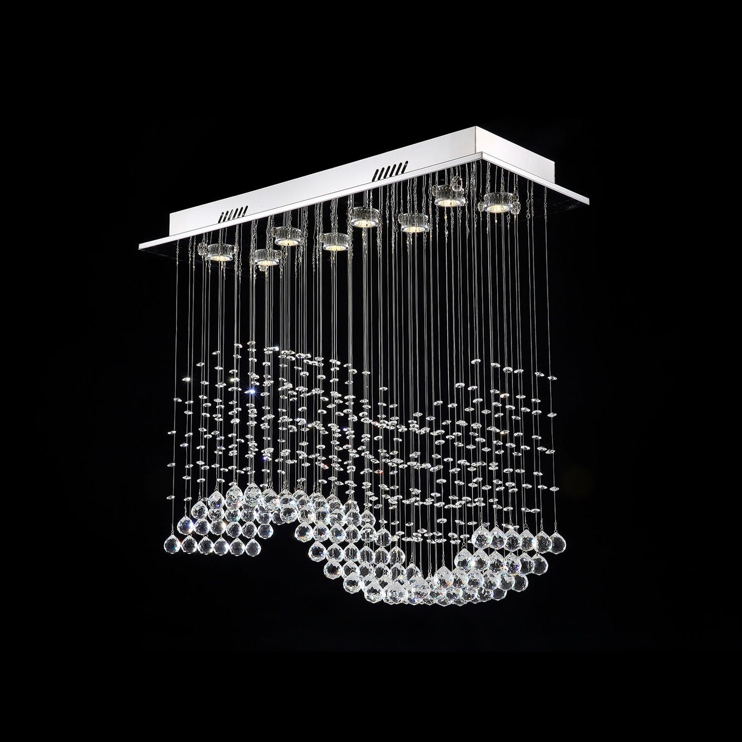 Rectangular Raindrop Wave Crystal Chandelier Ceiling Light