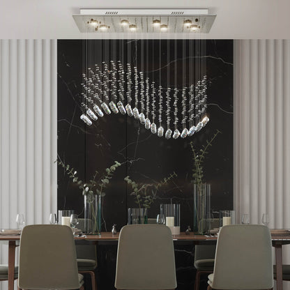 Rectangular Raindrop Wave Crystal Chandelier Ceiling Light