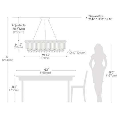 Rectangular Frosted Crystal Chandelier