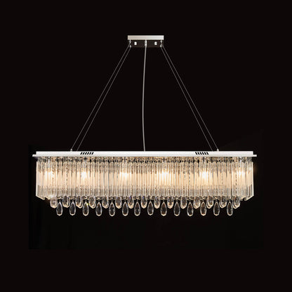 Rectangular Frosted Crystal Chandelier