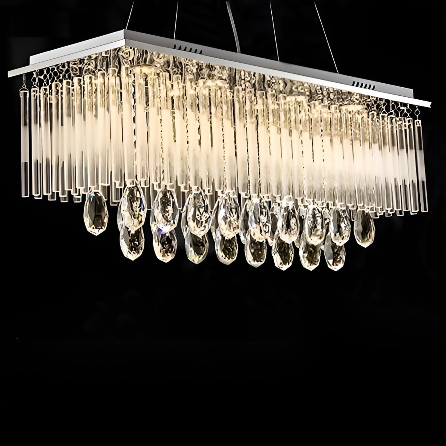 Rectangular Frosted Crystal Chandelier